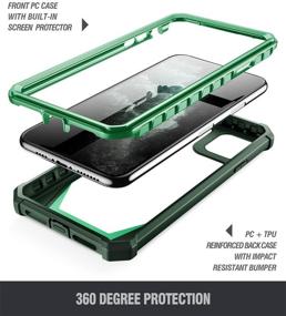 img 2 attached to 📱 Poetic Rugged Clear Case for iPhone 11 Pro Max 2019, Full-Body Hybrid Shockproof Bumper Cover with Built-in Screen Protector, Guardian Series, Olive Green/Clear, 6.5 Inch