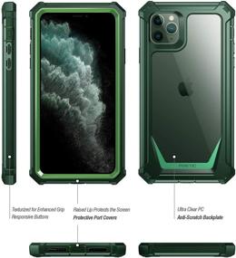 img 3 attached to 📱 Poetic Rugged Clear Case for iPhone 11 Pro Max 2019, Full-Body Hybrid Shockproof Bumper Cover with Built-in Screen Protector, Guardian Series, Olive Green/Clear, 6.5 Inch