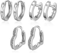 earrings huggie zirconia hypoallergenic silver logo