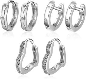 img 4 attached to Earrings Huggie Zirconia Hypoallergenic Silver