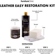 furnitureclinic leather easy restoration kit: revive and repair sofas, car seats & more with leather recoloring balm & cleaner logo