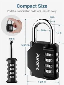 img 2 attached to 🔒 Secure Your Belongings with Puroma 4 Pack Combination Lock - 4 Digit Outdoors Padlock for School Gym Locker, Sports Locker, Fence, Toolbox, Case, Hasp Storage (Black)