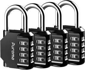 img 4 attached to 🔒 Secure Your Belongings with Puroma 4 Pack Combination Lock - 4 Digit Outdoors Padlock for School Gym Locker, Sports Locker, Fence, Toolbox, Case, Hasp Storage (Black)