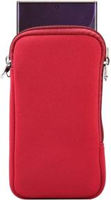 img 4 attached to 📱 Red Neoprene Phone Sleeve Pouch with Neck Lanyard Wallet - Carrying Case for Samsung Galaxy S21 Ultra, S20 FE, S21+, S20+, A70, A72, A42, A32 5G, A21s and Moto G Power, G Stylus, G Fast, G8 Power Lite - X-Large Size