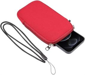 img 2 attached to 📱 Red Neoprene Phone Sleeve Pouch with Neck Lanyard Wallet - Carrying Case for Samsung Galaxy S21 Ultra, S20 FE, S21+, S20+, A70, A72, A42, A32 5G, A21s and Moto G Power, G Stylus, G Fast, G8 Power Lite - X-Large Size