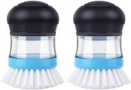 🧼 mr.siga soap dispensing palm brush: pack of 2 for effective dish, pot, pan, and sink cleaning - navy/blue logo