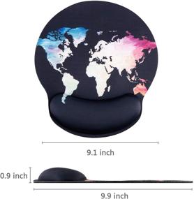 img 2 attached to 🖱️ iLeadon Ergonomic Mouse Pad with Gel Wrist Rest Support - Non-Slip Rubber Base for Easy Typing, Pain Relief - Black Map Design