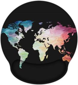 img 4 attached to 🖱️ iLeadon Ergonomic Mouse Pad with Gel Wrist Rest Support - Non-Slip Rubber Base for Easy Typing, Pain Relief - Black Map Design