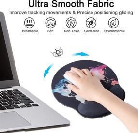 img 1 attached to 🖱️ iLeadon Ergonomic Mouse Pad with Gel Wrist Rest Support - Non-Slip Rubber Base for Easy Typing, Pain Relief - Black Map Design