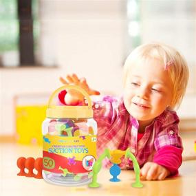 img 1 attached to 🧩 50-предметные образовательные игрушки на присосках для детей - моторные навыки, координация рук и глаз, игрушка для ванны, развитие чувств - развивайте творческое мышление и воображение с яркими цветами - особенные предметы для детей