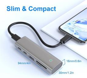 img 2 attached to 💻 10Gbps USB 3.1 Gen 2 Hub, USB C Multiport Adapter - 5 in 1 USB C Dongle with 2 Gen 2 USB C Ports, USB A 3.1 Port, and TF/SD Card Reader Adapter for Mac Book Pro, XPS, and More Type C Devices