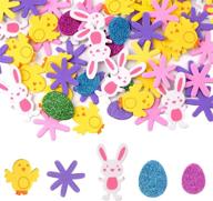 🐰 tuparka 160 pcs easter foam stickers: animal shape self adhesive & glitter egg stickers for easter day party crafts and home decoration logo