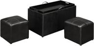 🪑 convenience concepts sheridan storage bench with two side ottomans in black – designs4comfort logo