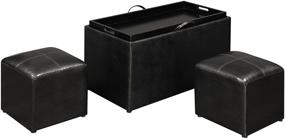 img 2 attached to 🪑 Convenience Concepts Sheridan Storage Bench with Two Side Ottomans in Black – Designs4Comfort