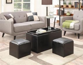 img 1 attached to 🪑 Convenience Concepts Sheridan Storage Bench with Two Side Ottomans in Black – Designs4Comfort