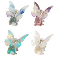 🦋 set of 4 mini hair claw clips - stylish butterfly barrettes in tortoise celluloid - ideal hair accessories for girls and women logo