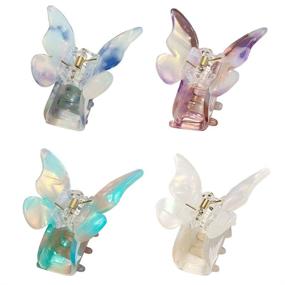 img 4 attached to 🦋 Set of 4 Mini Hair Claw Clips - Stylish Butterfly Barrettes in Tortoise Celluloid - Ideal Hair Accessories for Girls and Women