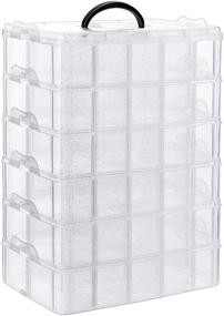 img 4 attached to 🗄️ SGHUO 6-Tier Stackable Storage Container Box | 60 Compartments | Plastic Toys Organizer Case for Dolls, Arts and Craft, Fuse Beads, Washi Tape, Rock Collection, Ribbons | Size: 9.5L x 6.5W x 13.7H Inches