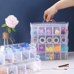 img 1 attached to 🗄️ SGHUO 6-Tier Stackable Storage Container Box | 60 Compartments | Plastic Toys Organizer Case for Dolls, Arts and Craft, Fuse Beads, Washi Tape, Rock Collection, Ribbons | Size: 9.5L x 6.5W x 13.7H Inches