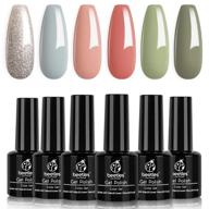 💅 southern belle glitter nude gel polish set - 6 colors: coral, green, and light blue gel polish kit with soak off nail lamp. gel base and top coat required. perfect starter varnish salon design gift set logo