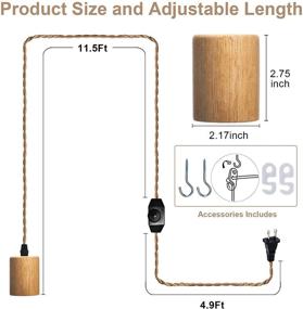 img 2 attached to 🔌 Minetom Wood Pendant Light Cord Kit with Dimmable Switch - Vintage Industrial Farmhouse Hanging Lamp Socket E26 for DIY Projects