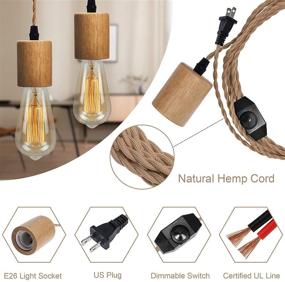 img 3 attached to 🔌 Minetom Wood Pendant Light Cord Kit with Dimmable Switch - Vintage Industrial Farmhouse Hanging Lamp Socket E26 for DIY Projects