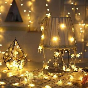img 4 attached to 🌟 9.8ft 20 LED Warm White Star String Lights – Battery Operated, Twinkle Little Star Lights for Indoor and Outdoor Decoration in Kids Room, Wall, Bedroom