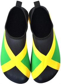 img 2 attached to VOARYISA Water Shoes for Women and Men - Quick-Dry Swim Beach Shoes for Outdoor Surfing, Yoga, Exercise - Jamaica Flag Caribbean Reggae Rasta