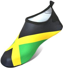 img 4 attached to VOARYISA Water Shoes for Women and Men - Quick-Dry Swim Beach Shoes for Outdoor Surfing, Yoga, Exercise - Jamaica Flag Caribbean Reggae Rasta