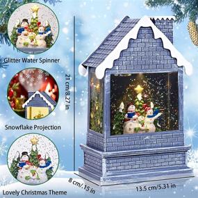 img 3 attached to 🎄 LED Lighted Christmas Snow Globe Lantern with Snowman and Dog in Musical Train Decoration - Battery Operated with Glittering Water and Music Playback