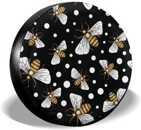 img 4 attached to Honey Bees Polka Dot Spare Tire Cover Waterproof Dust-Proof UV Sun Wheel Tire Cover Fit For Jeep