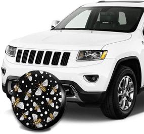 img 1 attached to Honey Bees Polka Dot Spare Tire Cover Waterproof Dust-Proof UV Sun Wheel Tire Cover Fit For Jeep