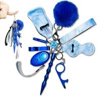 🔑 10-piece keychain set for women and kids - safety keychain accessories with personal alarm (blue) logo