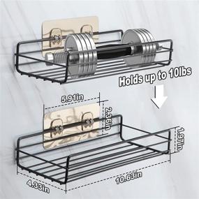 img 3 attached to 🛁 Upgraded 2-Pack Adhesive Shower Caddy - Black, Rustproof Self-Adhesive Shower Organizer | Wall Mounted Shower Shelf for Bathroom, Toilet, Kitchen, and Dorm | No Drilling Shower Storage Rack