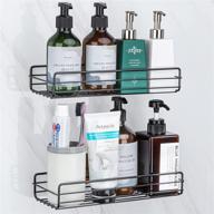 🛁 upgraded 2-pack adhesive shower caddy - black, rustproof self-adhesive shower organizer | wall mounted shower shelf for bathroom, toilet, kitchen, and dorm | no drilling shower storage rack logo