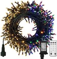 66 feet 200 led waterproof outdoor mini christmas string lights with clear bulbs on green wire - plug in for xmas tree, bedroom, holiday, wedding, party decorations - warm white to multicolor logo