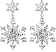 sparkling christmas snowflake earrings: rhinestone dangle studs for women & girls - festive xmas costume jewelry, perfect holiday gift logo