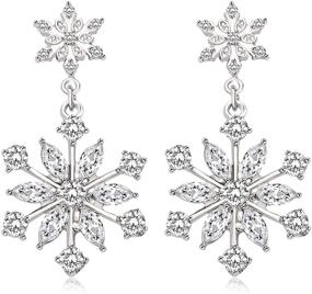 img 4 attached to Sparkling Christmas Snowflake Earrings: Rhinestone Dangle Studs for Women & Girls - Festive Xmas Costume Jewelry, Perfect Holiday Gift