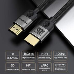 img 3 attached to Aprilery 8K HDMI 2.1 Cable 6.5ft - Ultra High Speed (48Gbps), 8K@60hz, 4K@120Hz, DTS:X, HDR 10, HDCP 2.2 & 2.3 - Compatible with PS5, Xbox Series X, PC, TV