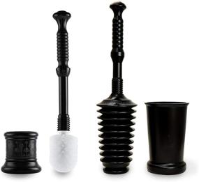 img 4 attached to 🚽 Black Bathroom Kit: Master Plunger for Toilets with Brush and Buckets