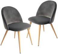 🪑 canglong современный набор из 2 обеденных стульев: обивка из бархата с акцентом в стиле среднего века и золотистые металлические ножки. логотип