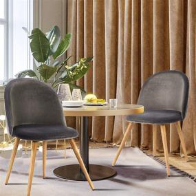 img 1 attached to 🪑 CangLong Modern Set of 2 Dining Chairs: Mid Century Velvet Accent with Gold Metal Legs