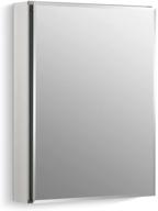 kohler frameless aluminum bathroom medicine cabinet, 20x26 inch, recess or surface mount, silver logo