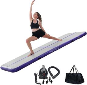 img 4 attached to 🤸 Inflatable Air Mat Tumble Track - CHENGLE 10ft/13ft/16ft/20ft Gymnastics Mat with 4 inches Thickness and Electric Pump for Cheerleading, Practice Gymnastics, Beach, Park, and Home Use