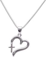 🏻 sterling silver dangling cross heart necklace for girls - perfect for first communion or confirmation logo