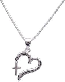 img 4 attached to 🏻 Sterling Silver Dangling Cross Heart Necklace for Girls - Perfect for First Communion or Confirmation