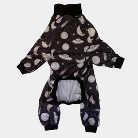 img 2 attached to Tooth & Honey Pitbull Pajamas: Outer Space UFO Print Dog Onesie Jumpsuit, Lightweight Pullover Pajamas with Full Coverage - Black Color & Trim