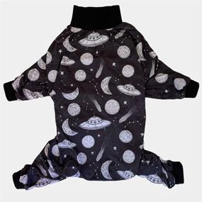 img 3 attached to Tooth & Honey Pitbull Pajamas: Outer Space UFO Print Dog Onesie Jumpsuit, Lightweight Pullover Pajamas with Full Coverage - Black Color & Trim