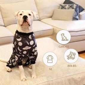 img 1 attached to Tooth & Honey Pitbull Pajamas: Outer Space UFO Print Dog Onesie Jumpsuit, Lightweight Pullover Pajamas with Full Coverage - Black Color & Trim