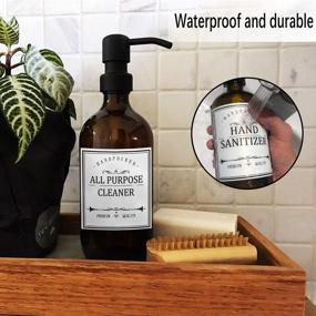 img 1 attached to Premium White Waterproof Labels for Farmhouse Bottles - Hand Soap, Lotion, Shampoo & Conditioner - Removable and Durable Stickers for Bathroom/Kitchen Dispensers - 12 Pack